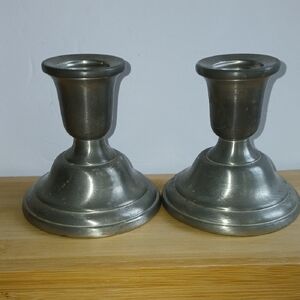 Pair Conn. House Pewter Candlestick Holders 3.5" Ht